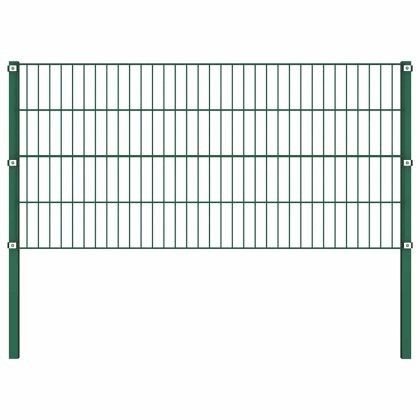 Ограден панел с железни стълбове 1212x80 см, зелен