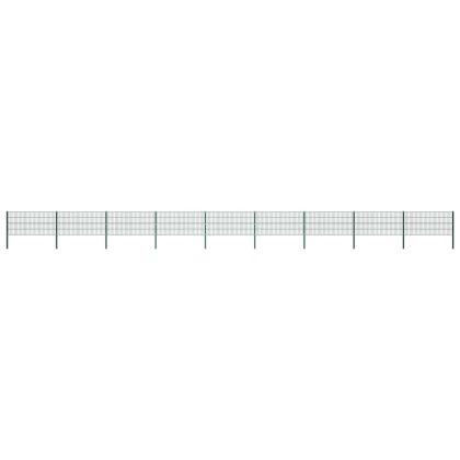 Ограден панел с железни стълбове 1557,5x80 см, зелен