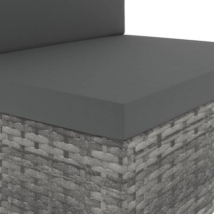 Градински лаундж комплект, 9 части, полиратан, сив