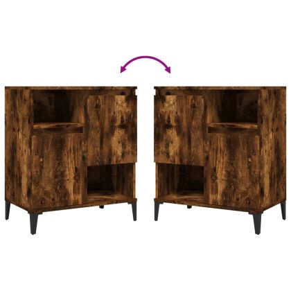 Сайдборд, 3бр, опушен дъб, 60x35x70 см, инженерно дърво