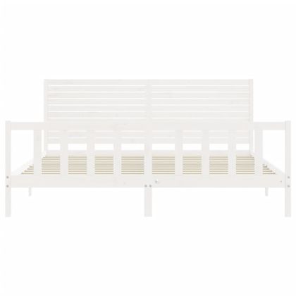 Рамка за легло без матрак, бял, 200x200 см, бор масив