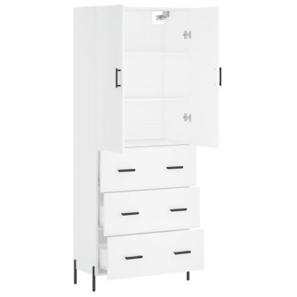 Висок шкаф, бял, 69,5x34x180 см, инженерно дърво