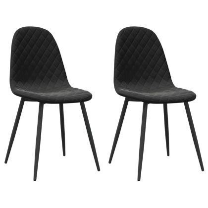 Трапезни столове, 2 бр, черни, кадифе