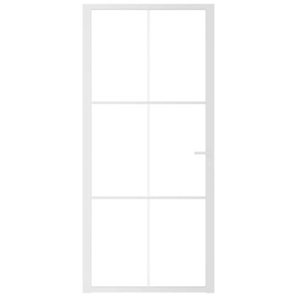 Интериорна врата 93x201,5 см бяла ESG стъкло и алуминий