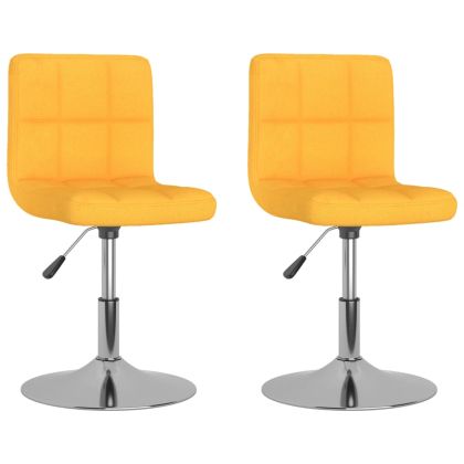 Въртящи се трапезни столове, 2 бр, жълти, текстил