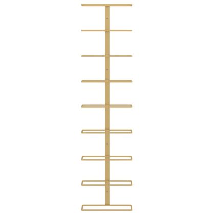 Стойка за вино за 9 бутилки, стенен монтаж, златиста, желязо