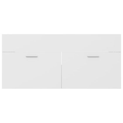 Шкаф за баня с вградена мивка, бял, ПДЧ