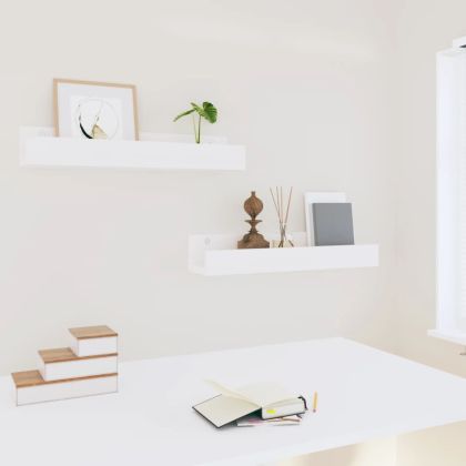 Стенни рафтове 2 бр бели 50x12x9 см масивно борово дърво