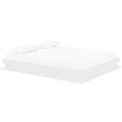 Рамка за легло, бяла, бор дърво масив, 160х200 см