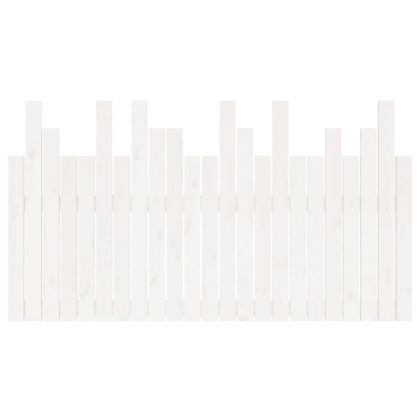 Стенна табла за спалня, бяла, 146,5x3x80 см, борово дърво масив