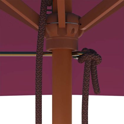 Градински чадър с дървен прът, 150x200 см, бордо червен