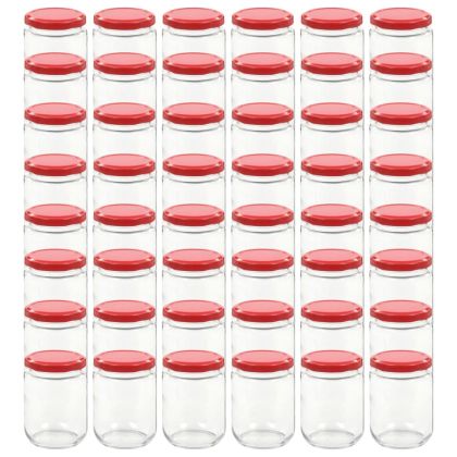 Стъклени буркани за сладко с червени капачки, 48 бр, 230 мл