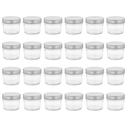 Стъклени буркани за сладко със сребристи капачки, 24 бр, 110 мл