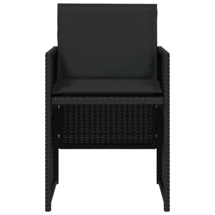 Градински столове с възглавници, 4 бр, черен, полиратан