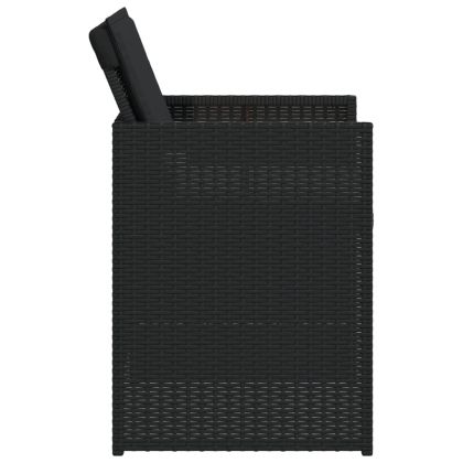 Градински столове с възглавници, 4 бр, черен, полиратан