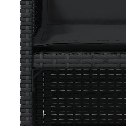 Градински столове с възглавници, 4 бр, черен, полиратан