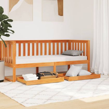 Чекмеджета за дневно легло, 2 бр, восъчнокафяви, бор масив