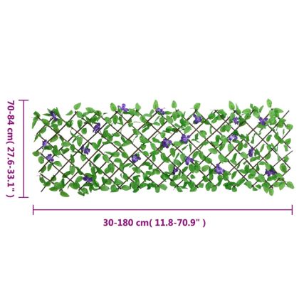Решетка от изкуствен бръшлян разширяема зелена 180x70 см