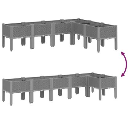 Градинска кашпа с крака, светлосива, 160x120x42 см, PP