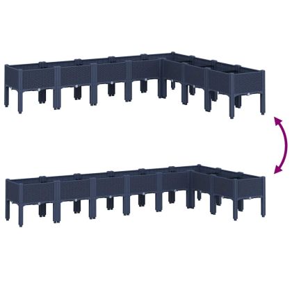 Градинска кашпа с крака, синьо сив, 200x160x42 см, PP