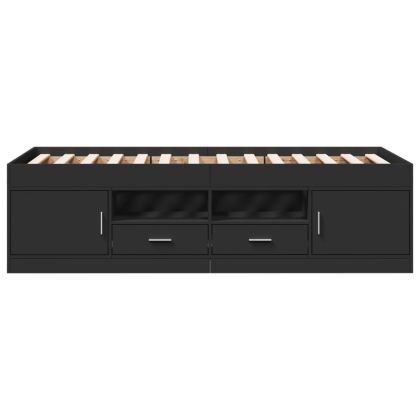 Дневно легло с чекмеджета, без матрак, черно, 100x200 см