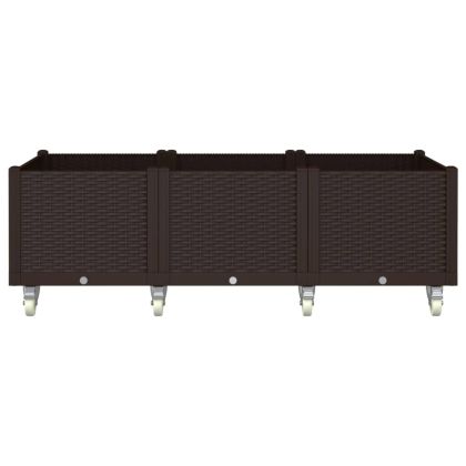 Градинска кашпа с колелца, кафява, 150x80x54 см, PP