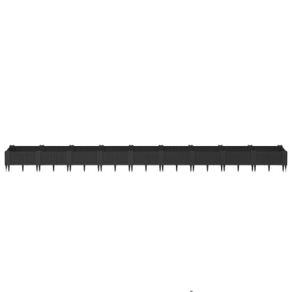 Градинска кашпа с колчета, черна, 362,5x42,5x28,5 см, PP