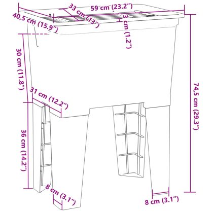 Вана за пране, сива, 59x41x75 см, смола