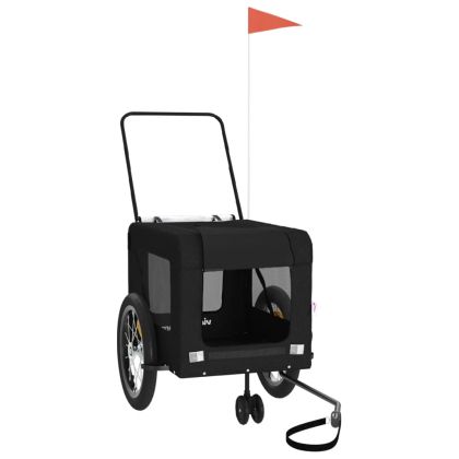 Ремарке за колело за любимци черно Оксфорд плат и желязо