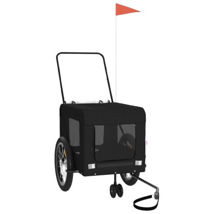 Ремарке за колело за любимци черно Оксфорд плат и желязо