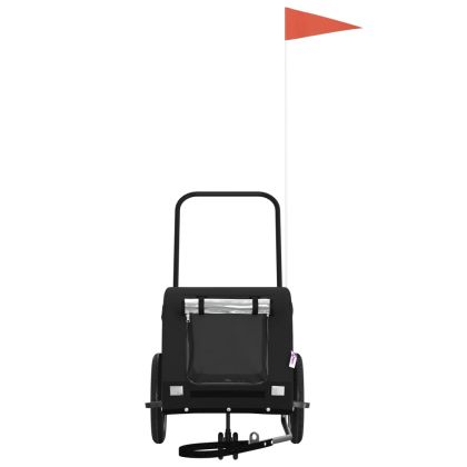 Ремарке за колело за любимци черно Оксфорд плат и желязо