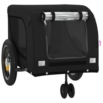 Ремарке за колело за любимци черно Оксфорд плат и желязо