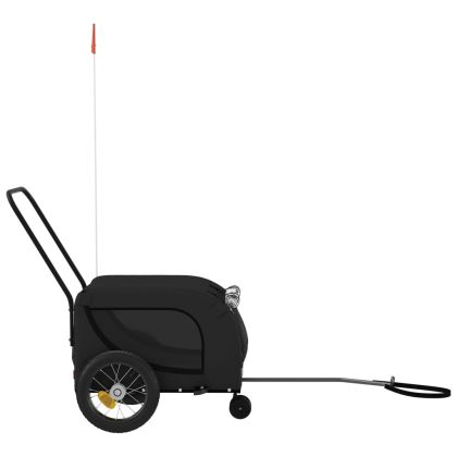 Ремарке за колело за любимци черно Оксфорд плат и желязо