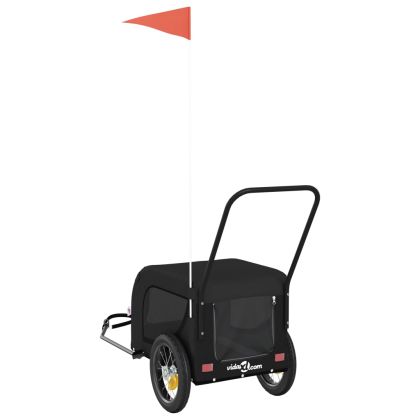 Ремарке за колело за любимци черно Оксфорд плат и желязо