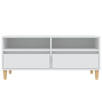 ТВ шкаф, бял, 100x34,5x44,5 см, инженерно дърво