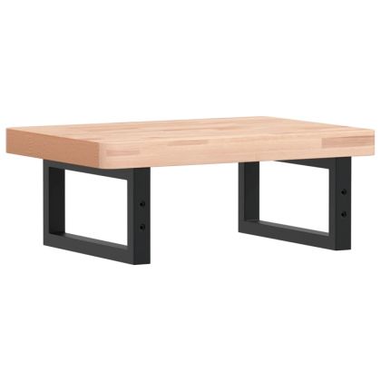 Стенен рафт за мивка, стомана и масивно дърво бук