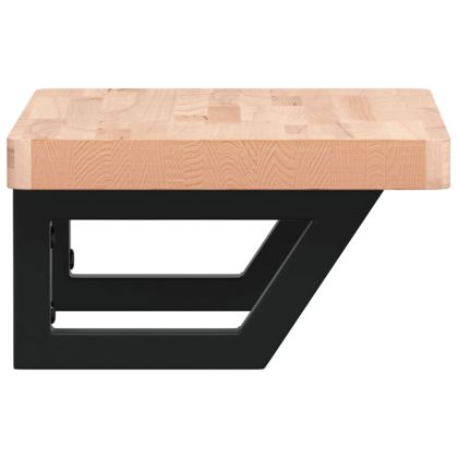 Стенен рафт за мивка, стомана и масивно дърво бук