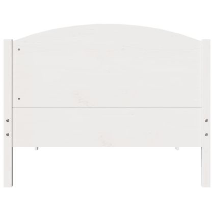 Рамка за легло без матрак, бял, 90x200 см, бор масив