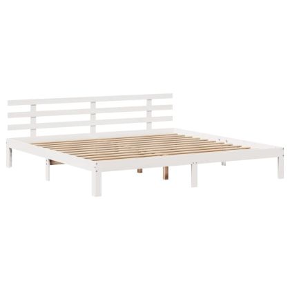 Рамка за легло с табла без матрак, бяла, 200x200 см