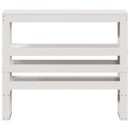 Горна табла с рафтове, бяла, 90 см, масивно дърво бор