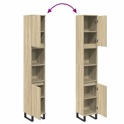 Шкаф за баня, сонома дъб, 30x30x190 см, инженерно дърво