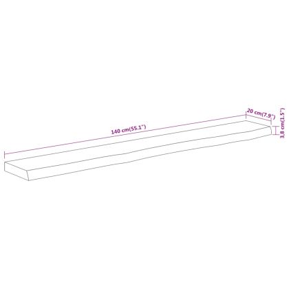 Стенен рафт, 140x20x3,8 см, правоъгълен, масив акация, жив ръб