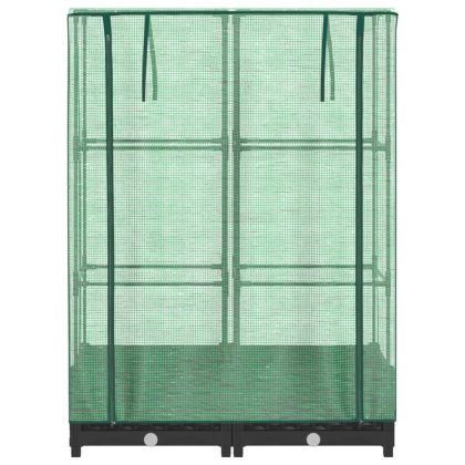 Повдигнато легло с оранжерия калъф, ратанов вид, 80x40x123 см