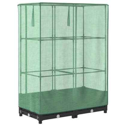 Повдигнато легло с оранжерия калъф, ратанов вид, 80x40x123 см