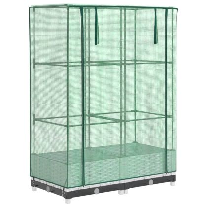 Повдигнато легло с оранжерия калъф, ратанов вид, 80x40x123 см
