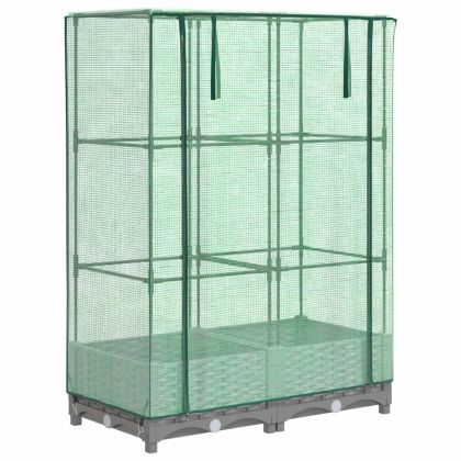 Повдигнато легло с оранжерия калъф, ратанов вид, 80x40x123 см