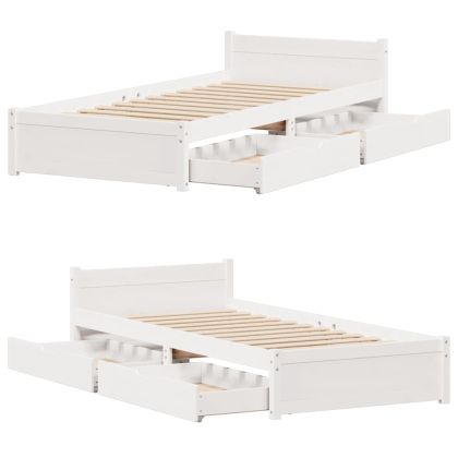 Рамка за легло без матрак, бял, 90x190 см, борово дърво масив