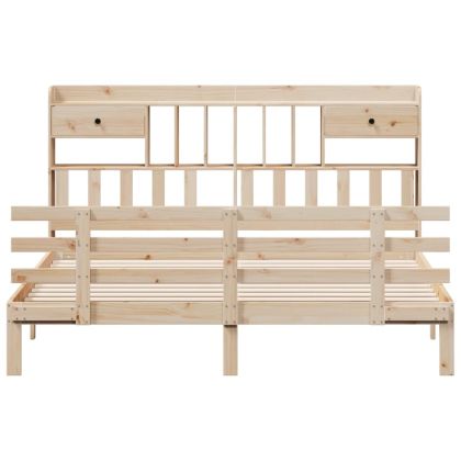 Легло с етажерка за книги, без матрак, 180x200 см, бор масив