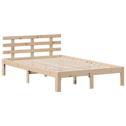 Легло с етажерка за книги, без матрак, 135x190 см, бор масив