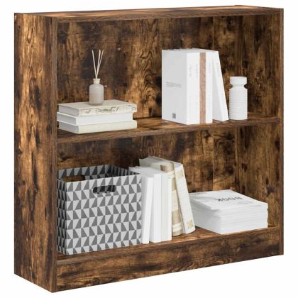 Библиотека, опушен дъб, 80x24x76 см, инженерно дърво